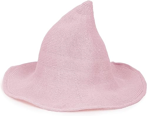 DAZCOS Sombrero de bruja de punto multicolor transpirable de ala ancha plegable para mujer, disfraz de Navidad