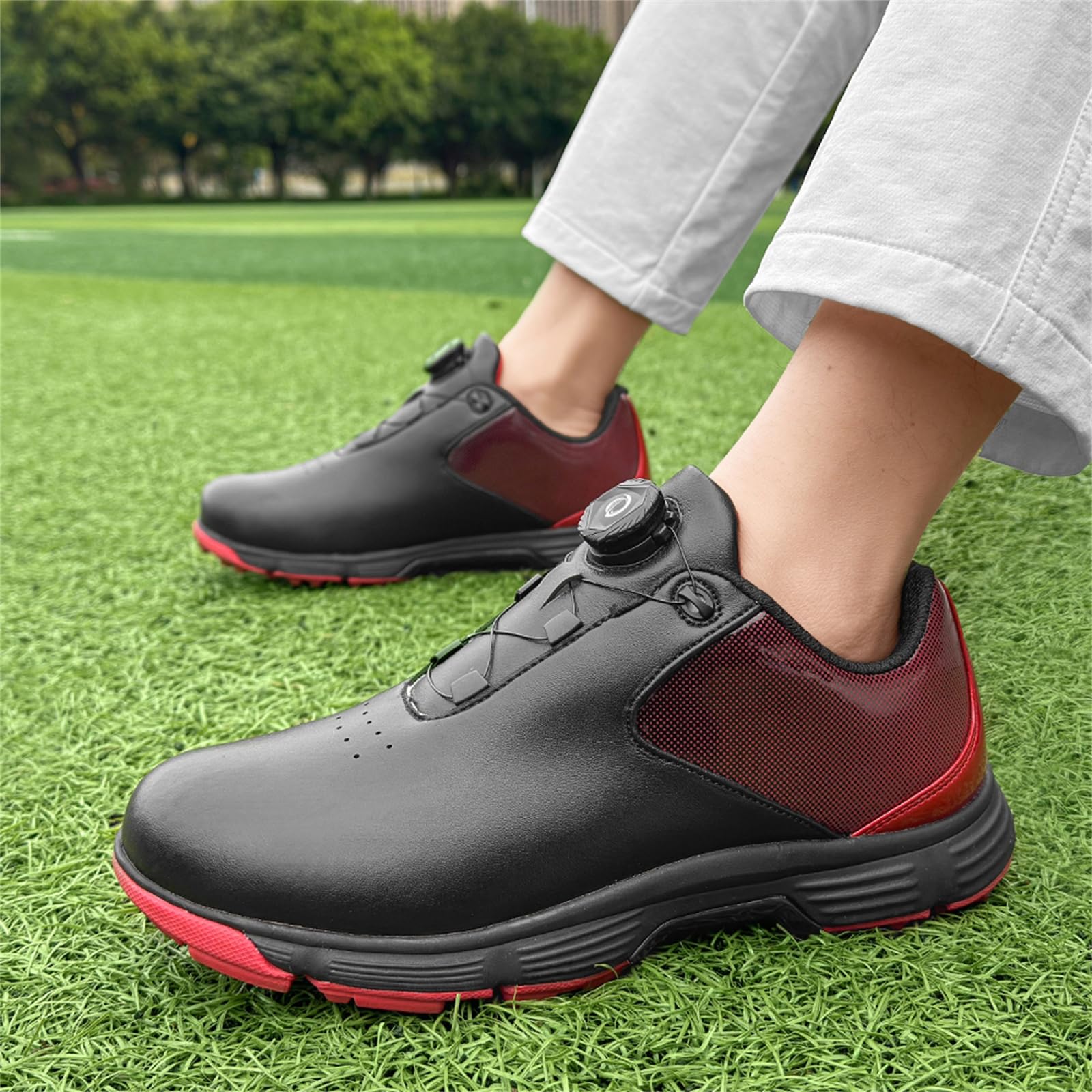 Zapatos De Golf para Hombre Zapatillas De Cuero Sin Clavos Impermeables Y Antideslizantes para Deportes Al Aire Libre