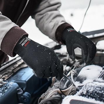 KAYGO Winter Work Gloves PU Coated, Thermal Fleece Liner, Good Grip, KG11WB