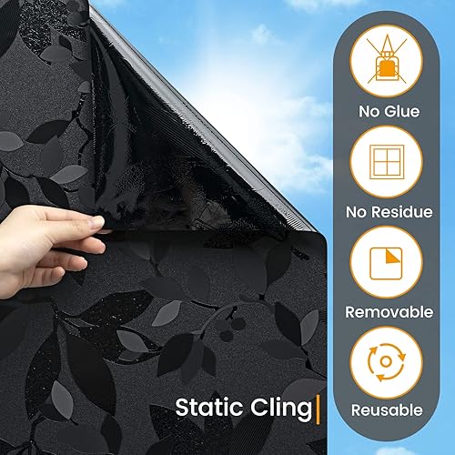 Miniatura 3 de DKTIE Película opaca para ventana, película de privacidad 3D con textura de grava, cancelación de ruido, adherencia estática, sin pegamento, tinte
