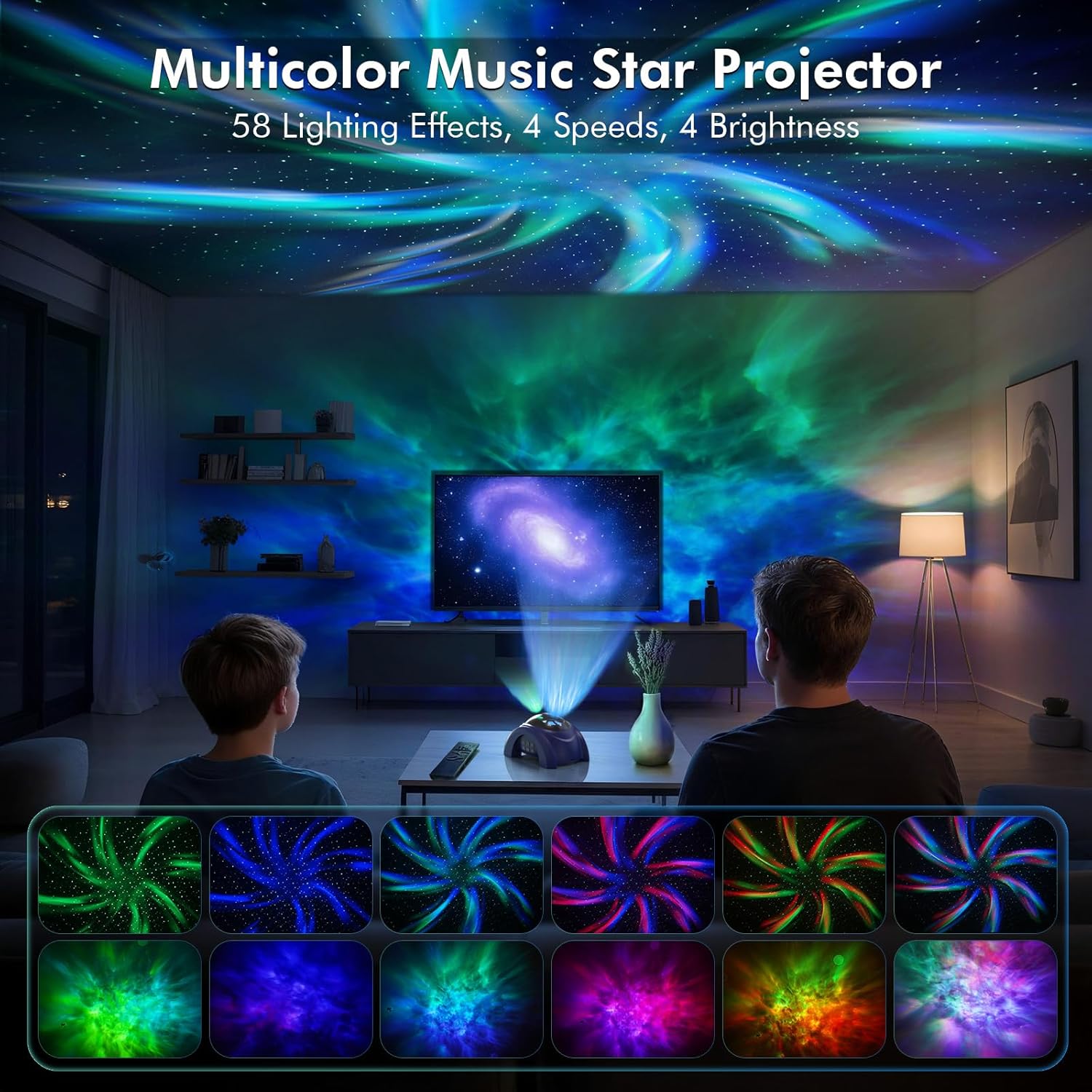 Rossetta Dual Lens Galaxy Projector, Star Projector for Bedroom with White Noise & Bluetooth Speaker, Remote, Timer, Aurora & Nebula Night Light, Gifts for Kids Adults, Valentines Day - Image 2
