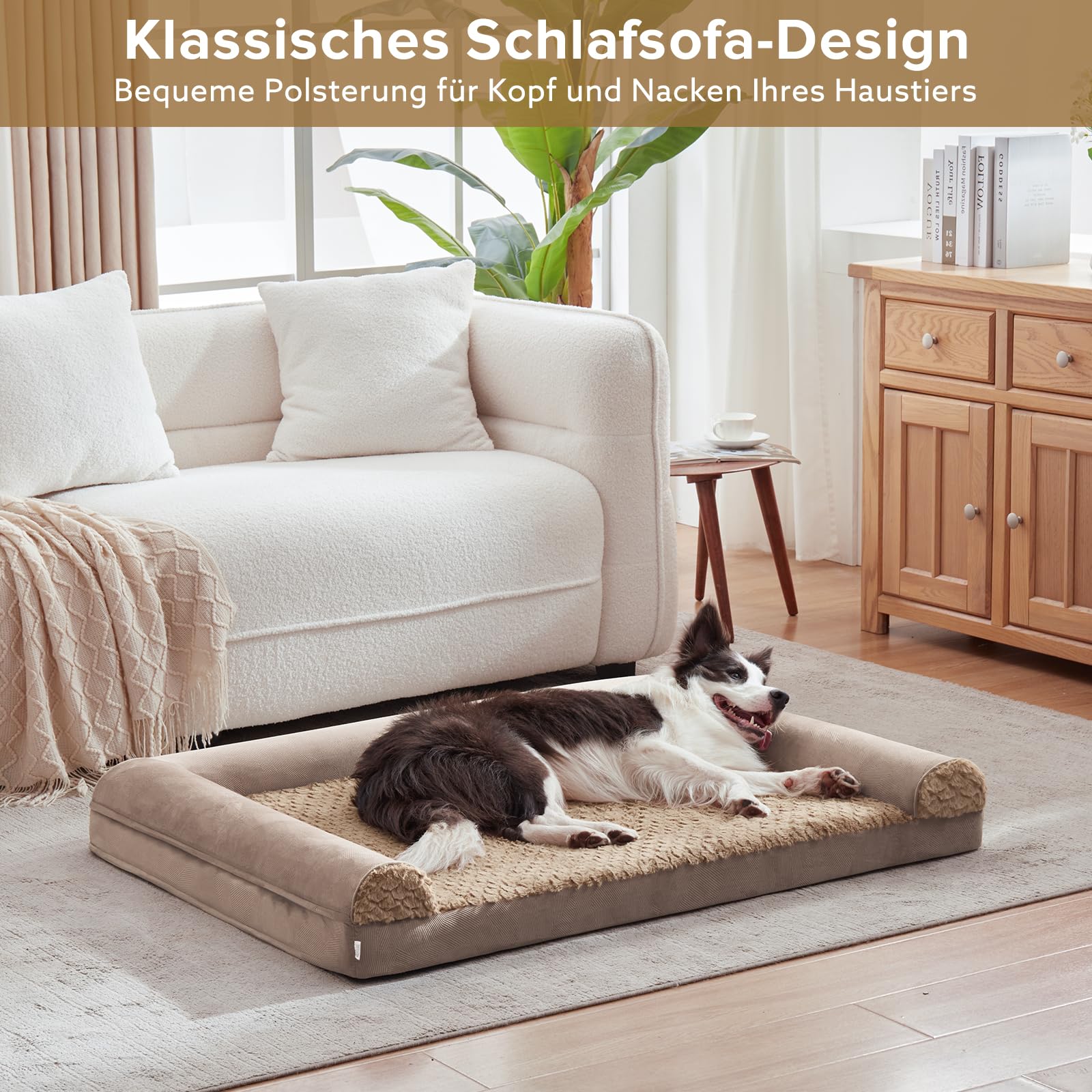 FURTIME Cuccia per cani di taglia grande, ortopedica, 89 x 64 cm, lavabile, ergonomica, con imbottitura rimovibile, antiscivolo, in gommapiuma, ortopedica