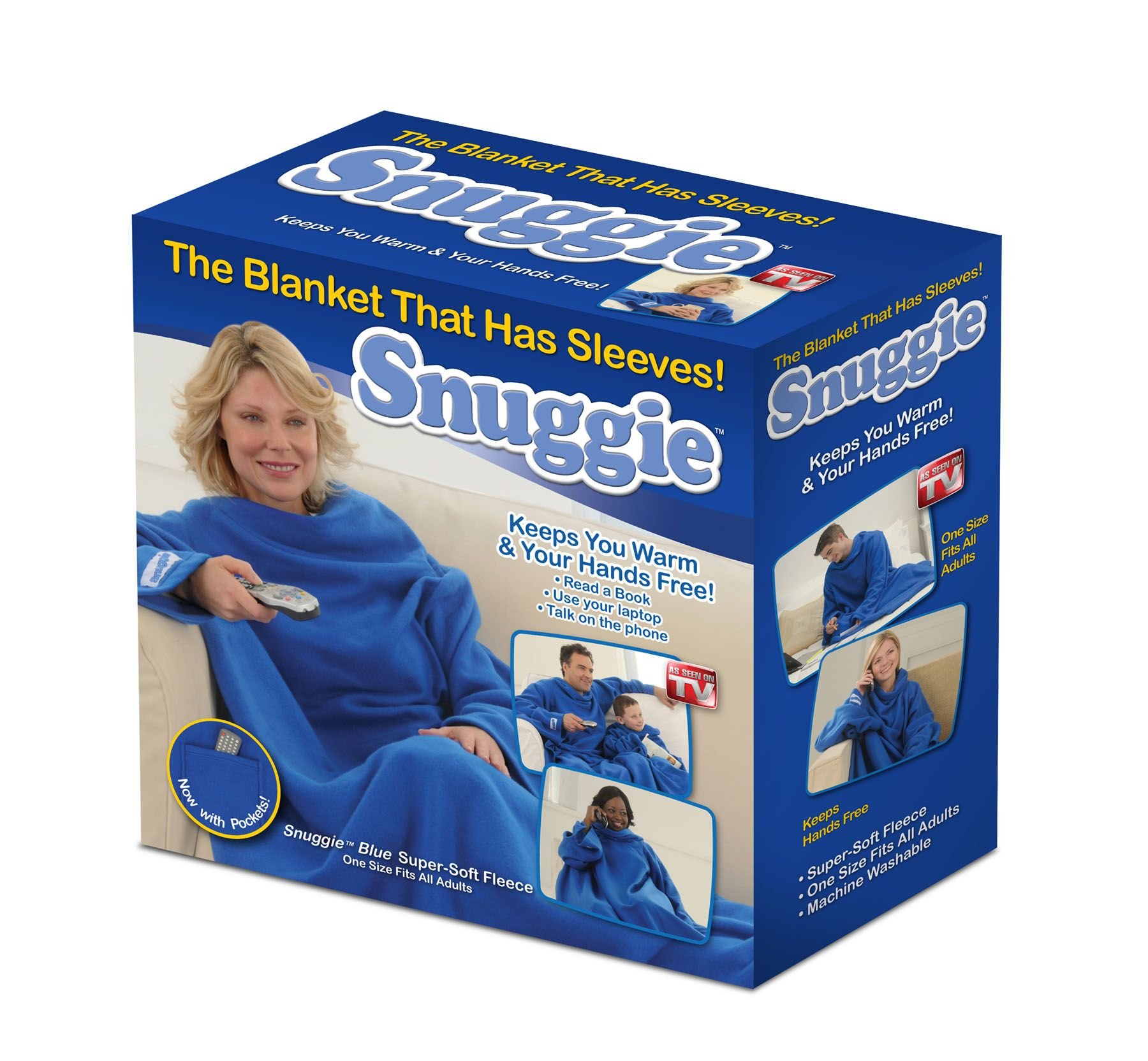 Snuggie Blue True Fleece Blanket With Sleeves,