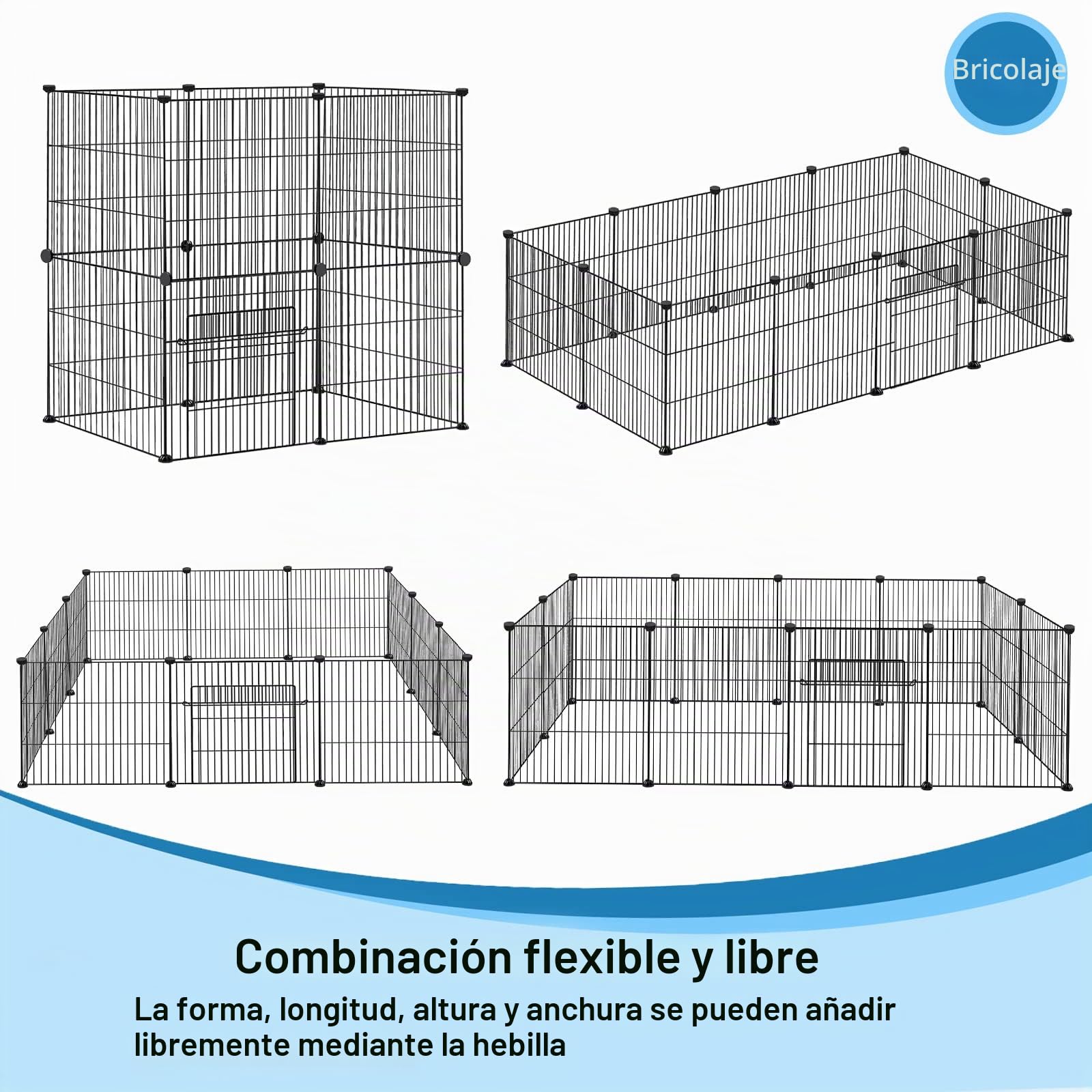 UISEBRT - Juego de 12 recintos para conejitos y conejillos de indias, jaula para animales pequeños con puerta, recinto para cachorros y animales pequeños, interior y exterior, 35 x 35 cm