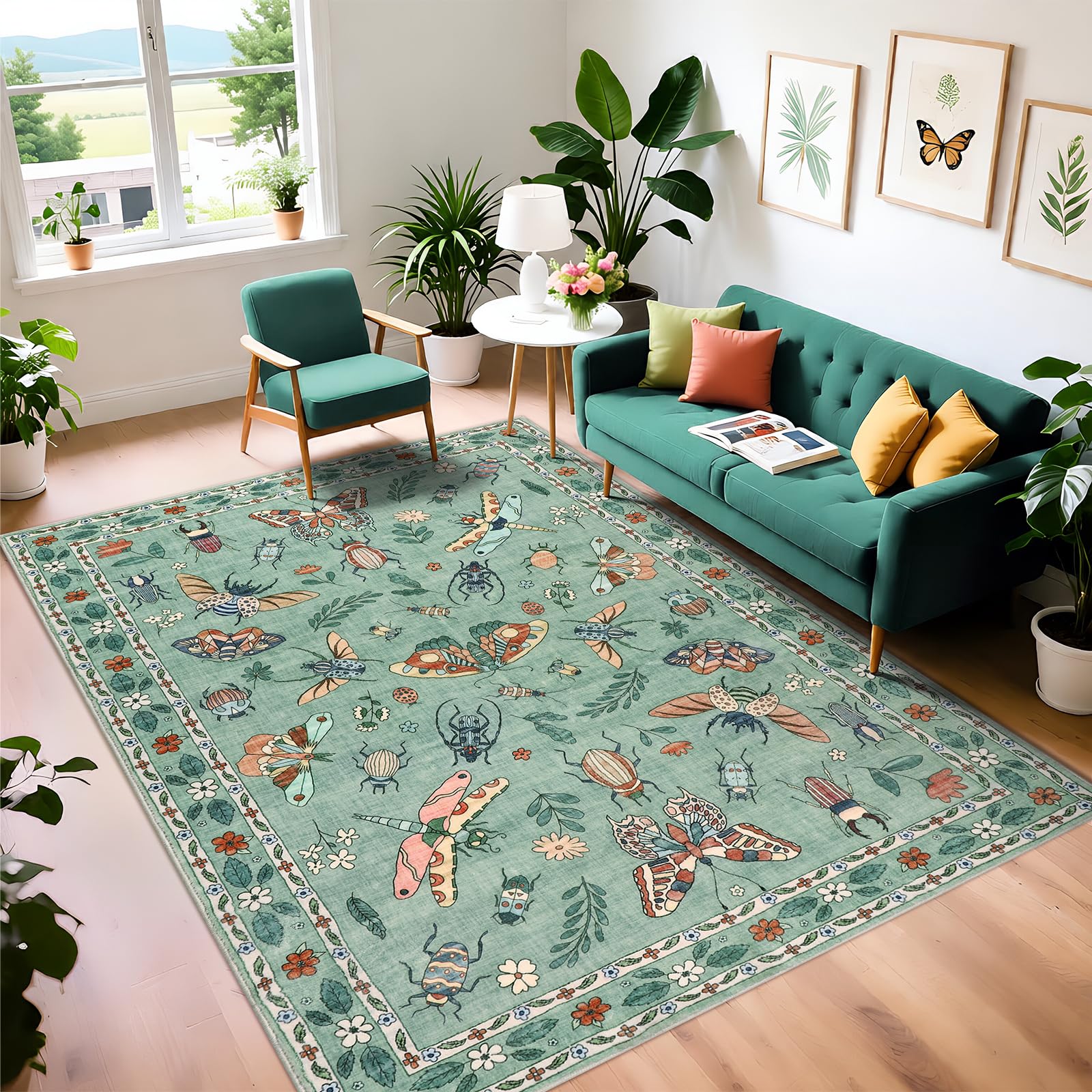 Tapis lavable salon et salle à manger grand format 1,5 x 2,4 m doux et fin