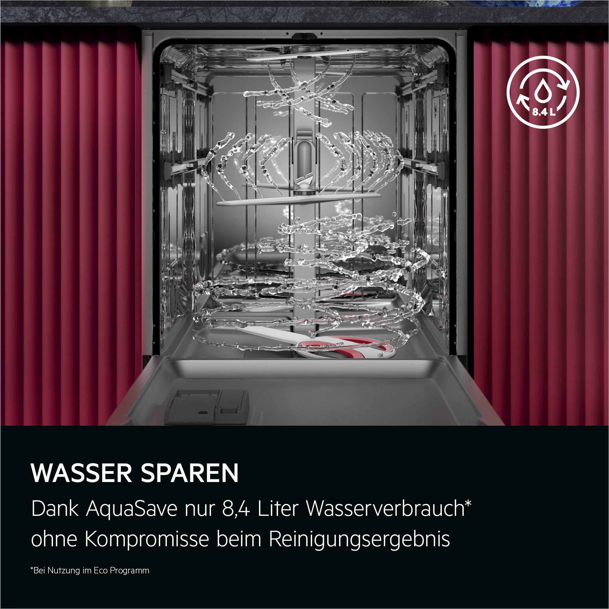 Vollintegrierter AEG 8000 Geschirrspüler, 60cm, smarte WiFi Spülmaschine, vielseitige Körbe & sichere Glasreinigung, ComfortLift Hebefunktion, 40 dB, LightOnFloor, nur 8,4L Wasserverbrauch, GI8200B4SC