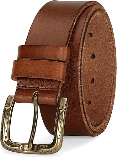 Tolongland Men's Everyday Casual Belt - 1.5 Inch Full Grain Genuine Leather with