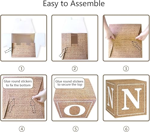 Miniatura 6 de Cajas neutras para decoraciones de primer cumpleaños, 3 piezas grandes de arpillera bohemia con letras y un cartel para silla alta para niños y niñas