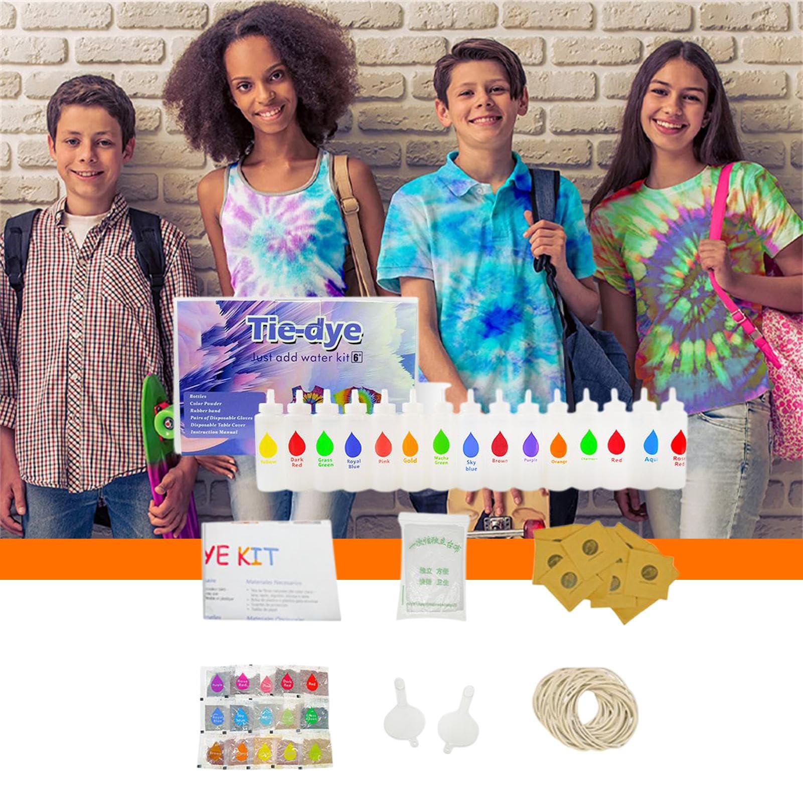 Juego de herramientas de teñido anudado para niños | Kit de toallas de teñido anudado para principiantes y expertos, para la escuela, el hogar, colchas de lona para zapatos