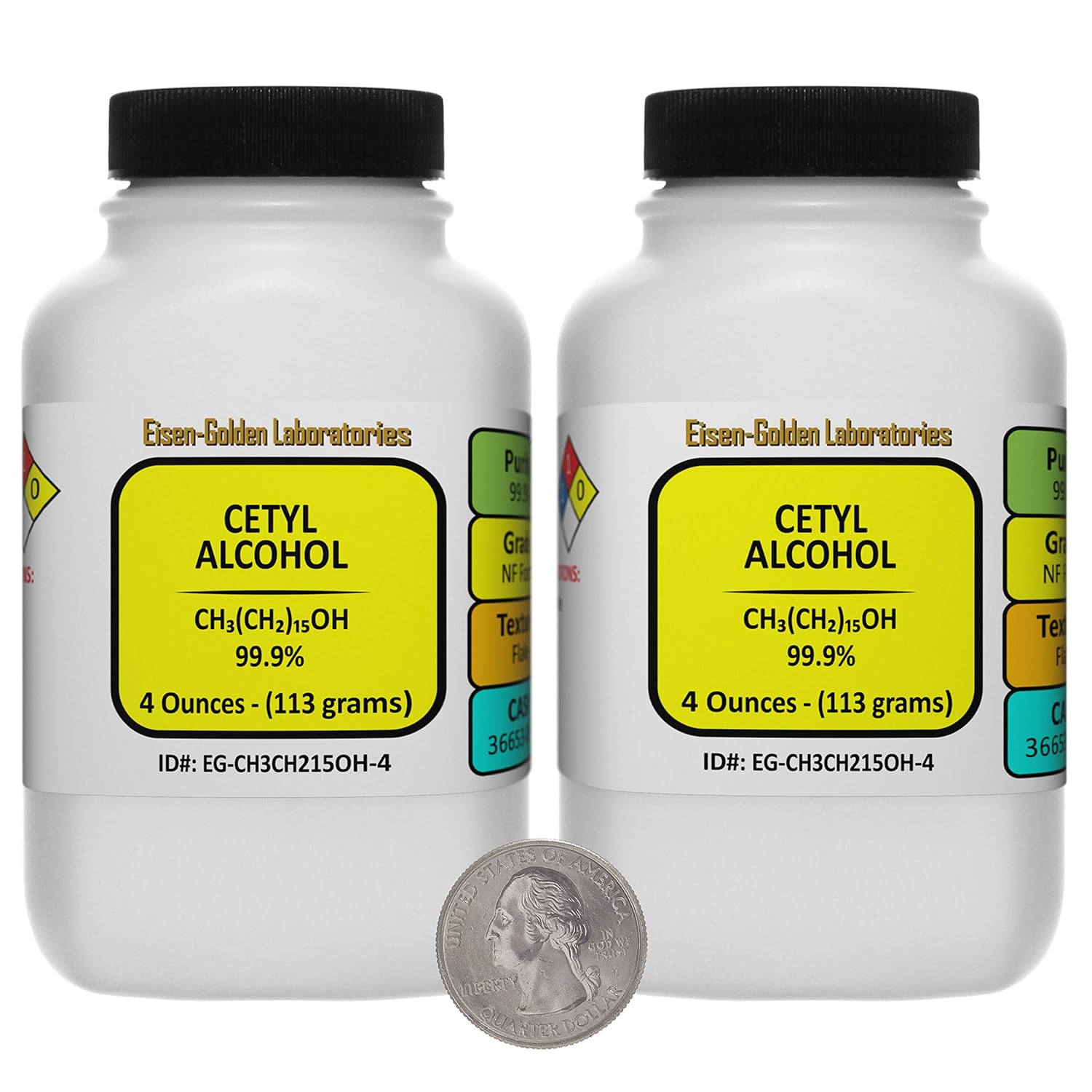 Cetyl Alcohol [CH3(CH2) 15OH] 99.9% NF Food Grade Flake 8 Oz in Two Bottles