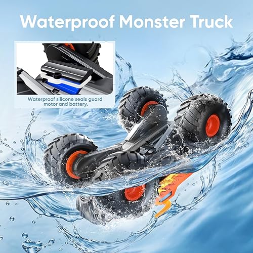 Miniatura 4 de Camión monstruo impermeable 116, auto anfibio a control remoto, todo terreno, todoterreno, camioneta 4WD RC Cars, juguetes para niños y niñas de 8,