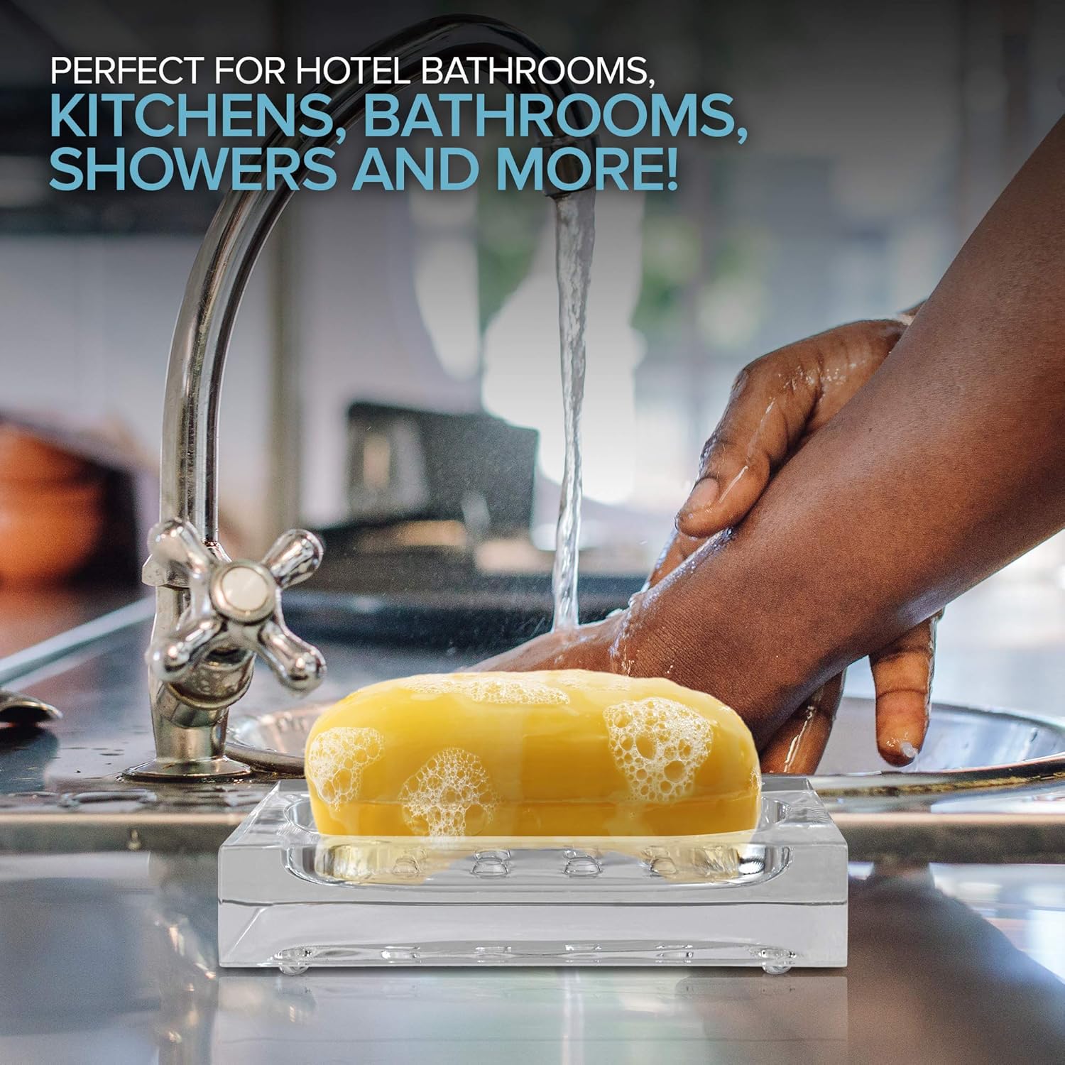 Modern Innovations Acrylic Soap Dish - Shatterproof Clear Plastic Soap Dish – Crystal Clear Soap Dish for Bar Soap Holder, Sponge Holder, or Small Bathroom Tray in Showers, Kitchens, Hotels and More : Home & Kitchen