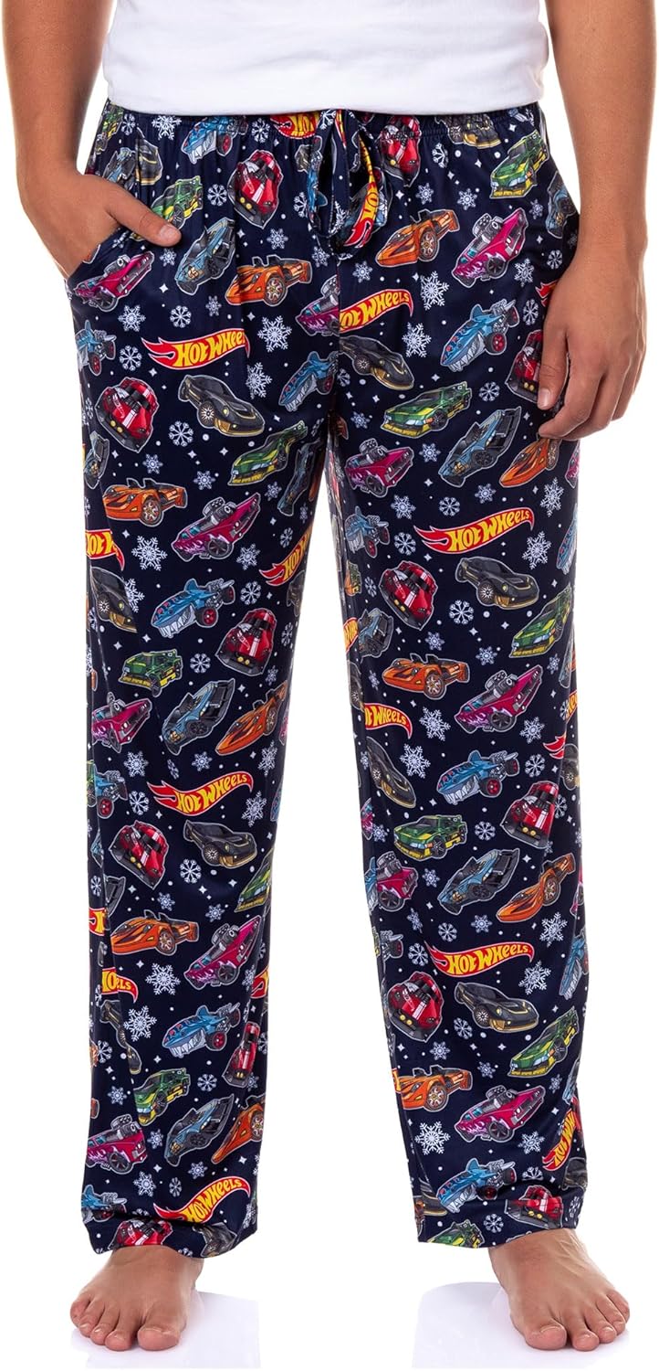 Hot Wheels Pajamas Men's Snowflakes and Cars Lounge Pajama Pants