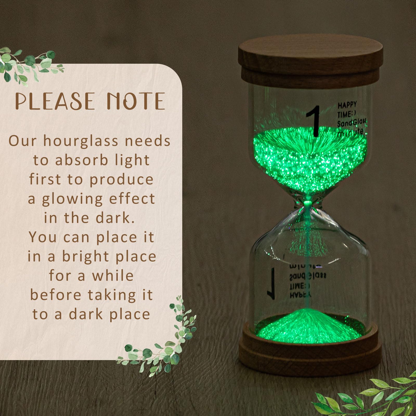 1 Minute Glow in The Dark Wooden Sand Timer Hourglass Luminous Sandglass Timer Colorful Sand Clock Time Telling Accessory for Toothbrush Games Classroom Office Cooking Home Decor(Purple)