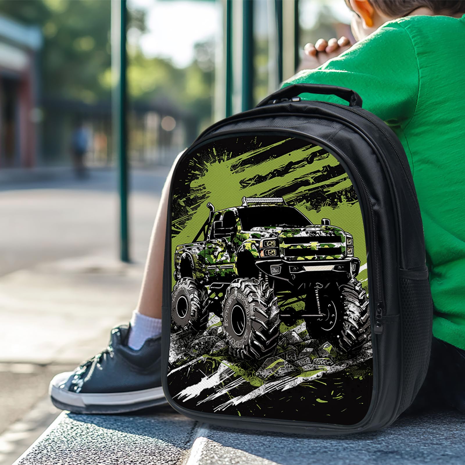 Camo Truck Backpack for Kids Girls Boys School Bag Cute Backpacks With Lunch Pack Pencil Case 3pcs Children Bookbag Set