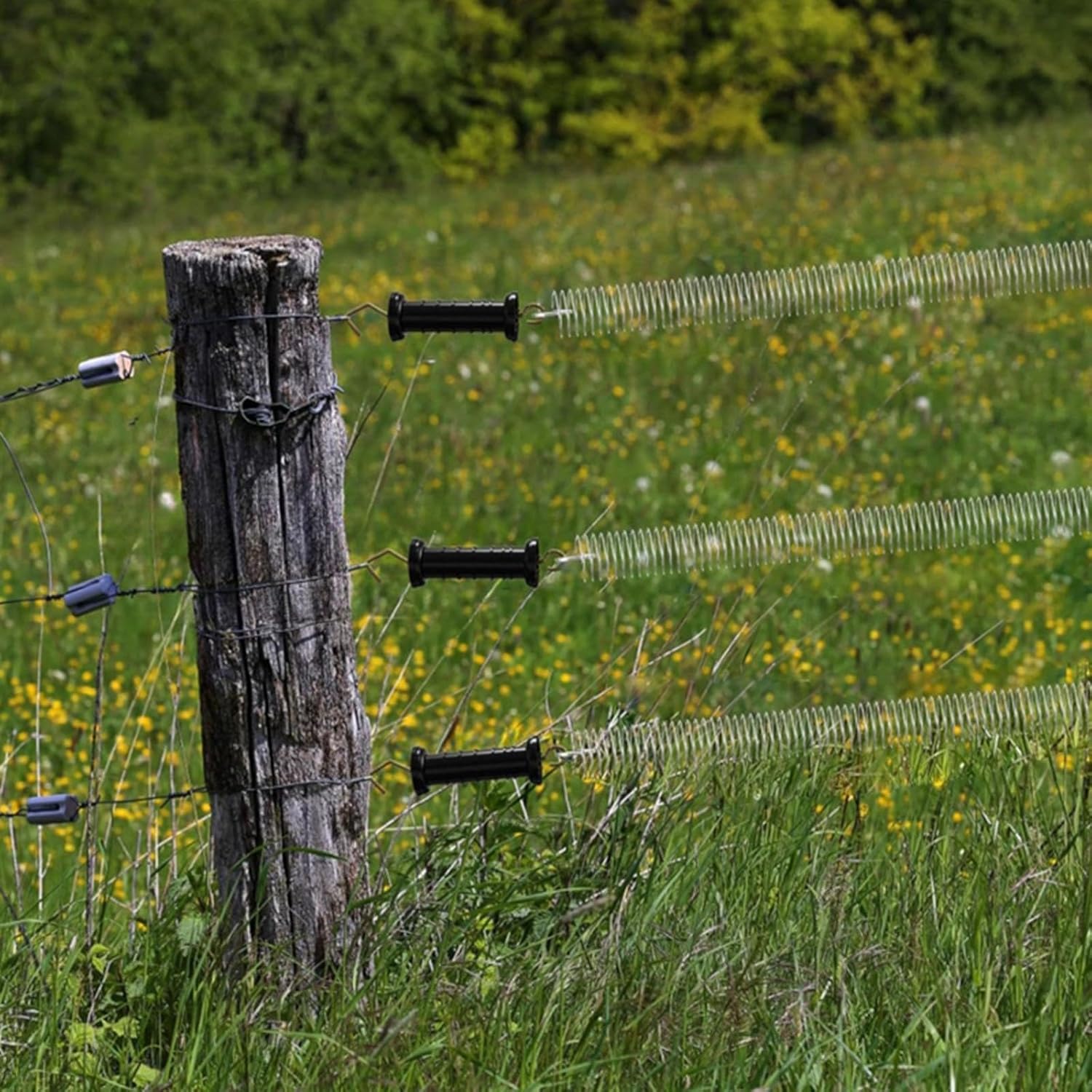 Electric Fence Gate Kit Handle with Spring for Garden Field Defend Outdoor with 2 Insulators