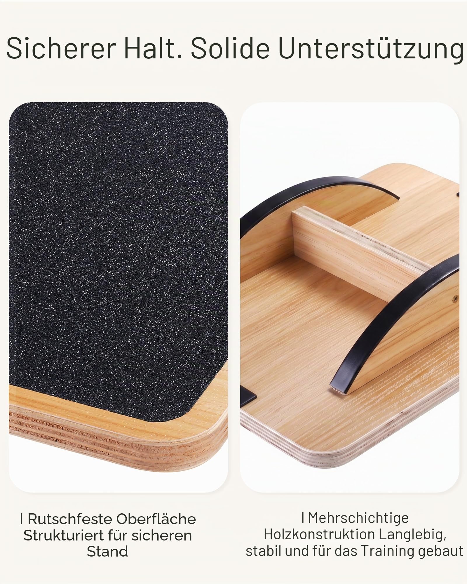 StrongTek Professional Wooden Balance Board, Rocker Board, Wood Standing Desk Accessory, Balancing Board for Under Desk, Anti Slip Roller, Core Strength, Stability, Office Balance Boards