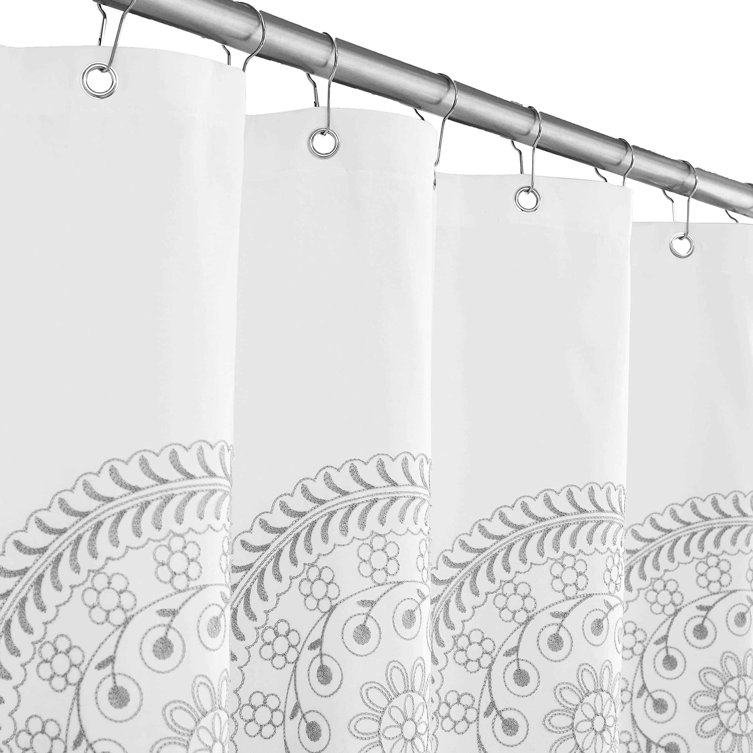 Rideau De Douche Maytex Marrivale - Tissu Organza - Motif Floral Blanc Transparent - Français
