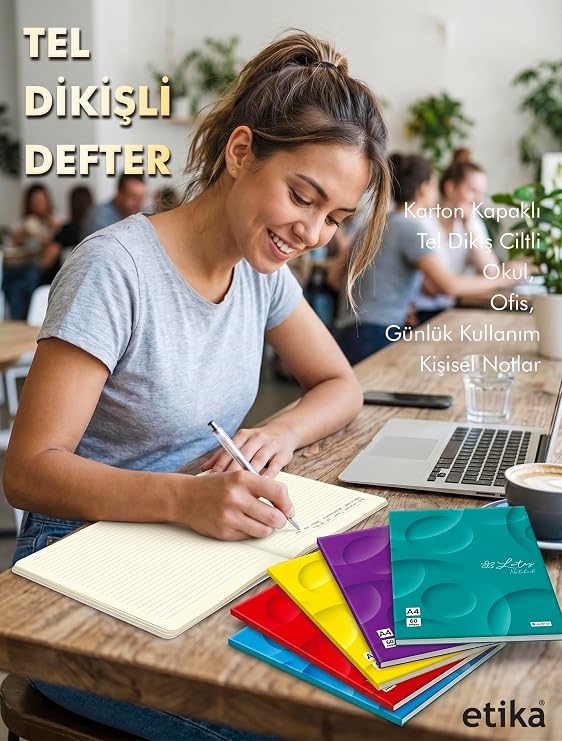 Etika A4 Dikişli Okul Defteri 6'lı PAKET – 3 Çizgili & 3 Kareli