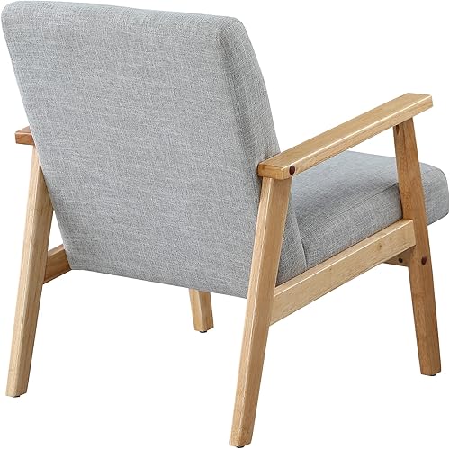 Miniatura 3 de Morden Fort Servicio de 2 años Silla decorativa de mediados de siglo, silla de lectura con cojín grueso de tela con marco de madera maciza, silla