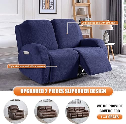 Vista 32 de VANSOFY Funda para silla reclinable, 3 piezas, fundas elásticas para silla reclinable, funda suave para silla reclinable, protector de muebles