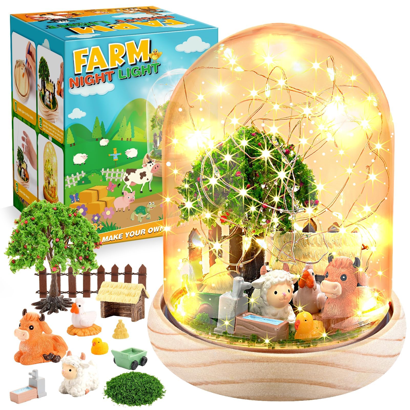 Dislocati Luce Notturna Artigianale Giocattoli Set Decorativi Fai da Te Unicorni/Sirene/Dinosauri/Fattorie Giocattoli- Regali per Bambini