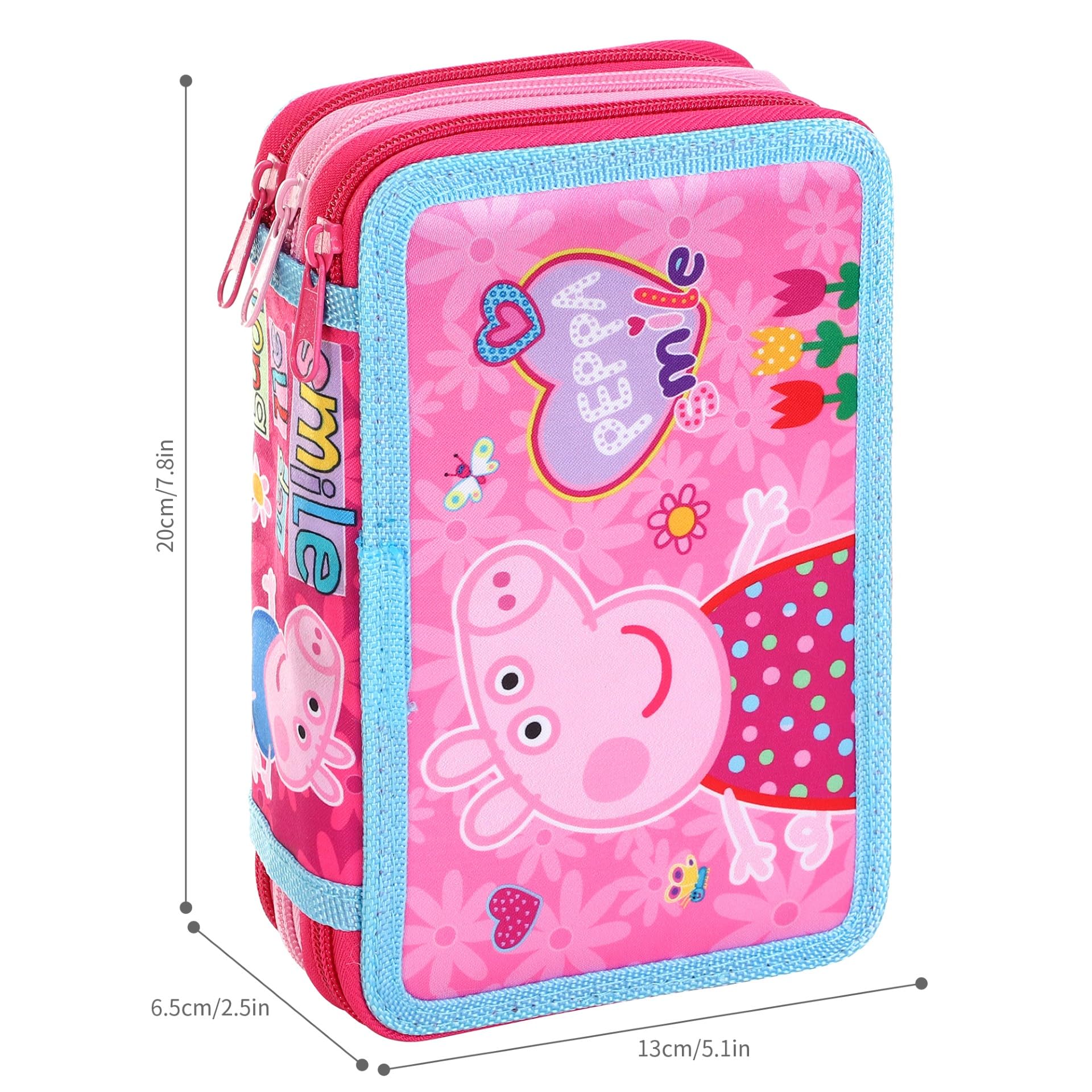 TDL Peppa Filled Pencil Case Full Stationery School Supplies Set for Kids 3 Tier with Pens - Image 3