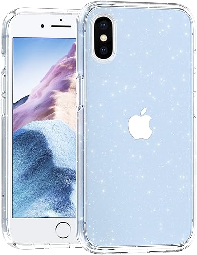 Funda para iPhone Xs Max, funda protectora con purpurina brillante a prueba de golpes para mujeres y niñas, 6.5 pulgadas, transparente con purpurina