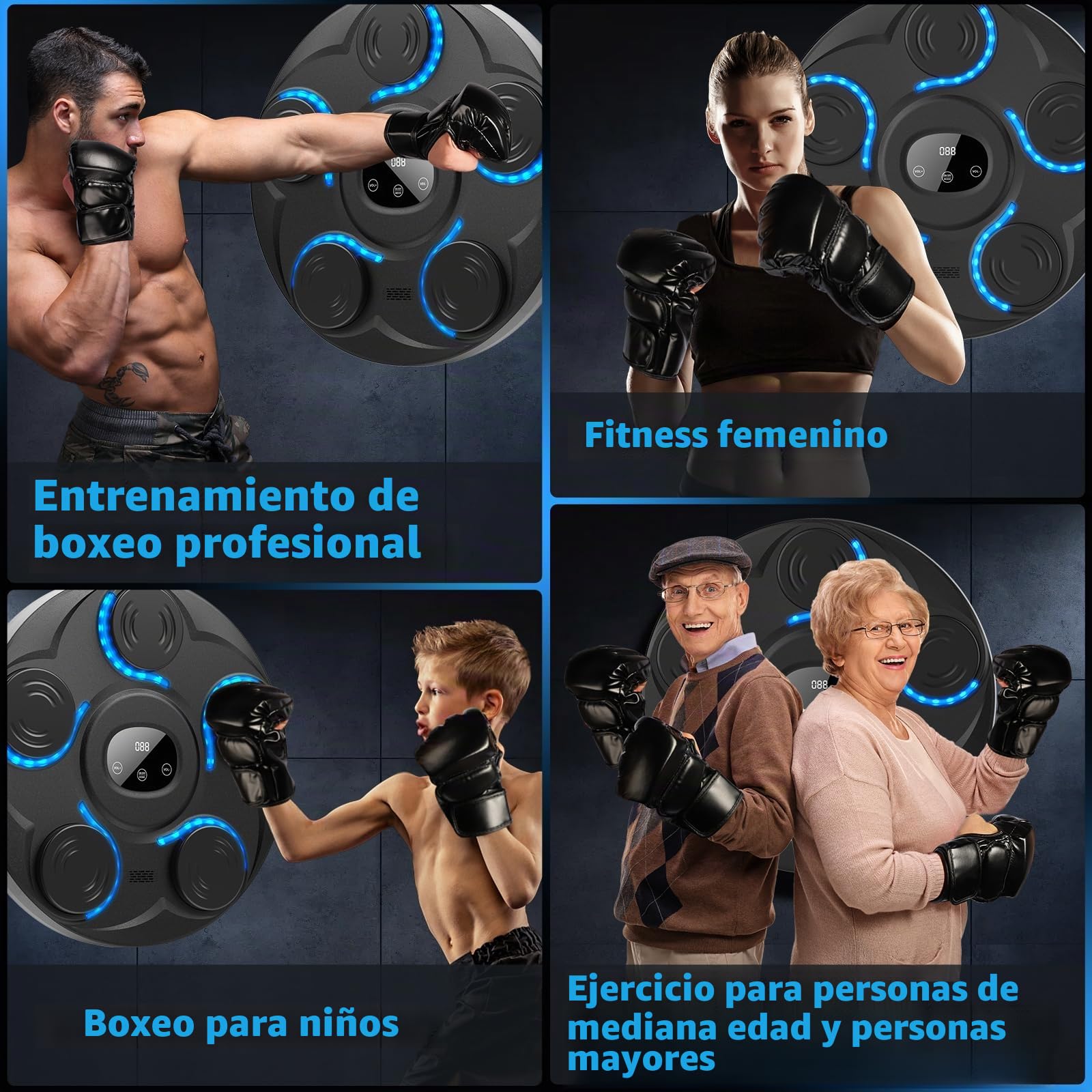 Beatpunch Boxeo Musical - Máquina de Boxeo Musical para Adultos y Niños, con Luz LED y Guantes de Boxeo, Beat Punch Music Boxing Machine para Adultos/Niños, Artículos de Entrenamiento para Boxeo Casa
