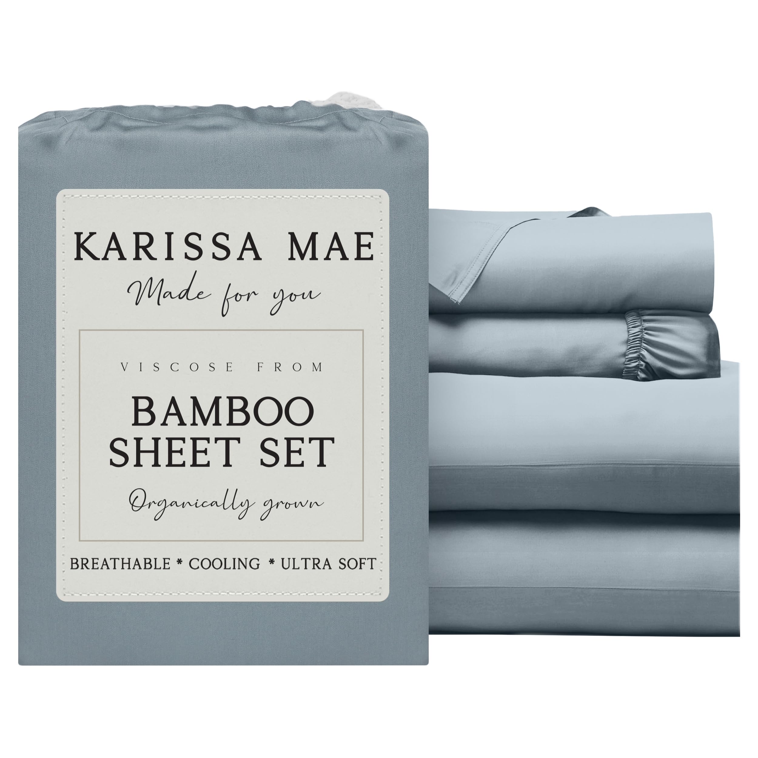 KARISSA MAE Luxury Bamboo Viscose Cal King Size Sheet Set
