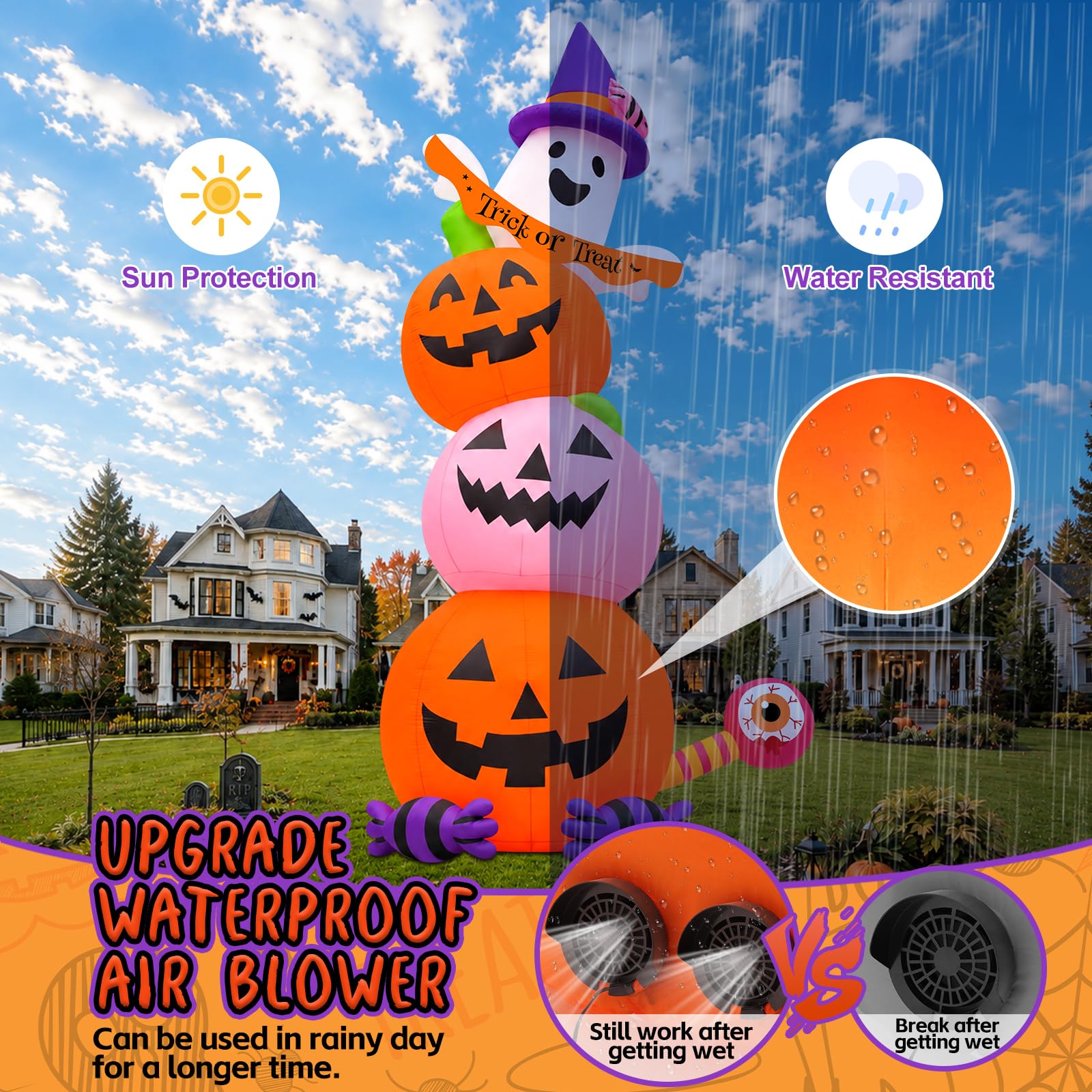 Kalolary Wysoka gigantyczna dynia Halloween nadmuchiwana dekoracja 20FT