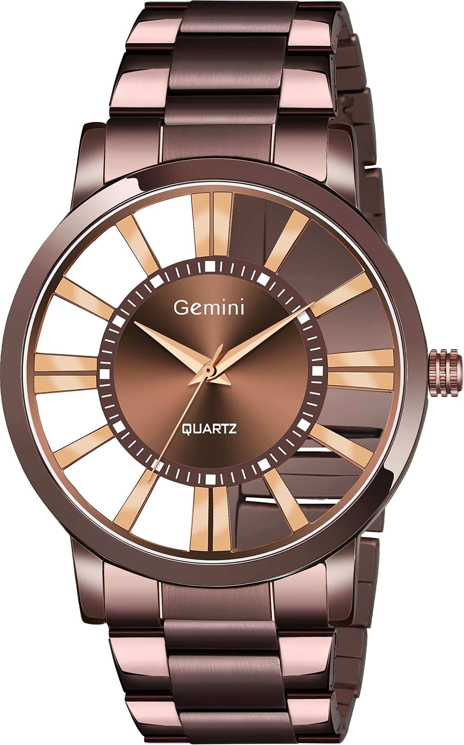 Gemini Analog Brown Dial Mens Watch with Brown Stainless Steel Bracelet Strap (B09C2HQ128) Amazon Price History, Amazon Price Tracker