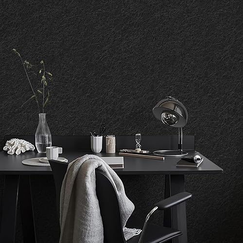 Miniatura 5 de Zeeko Papel tapiz negro texturizado negro, papel tapiz 3D tradicional, papel tapiz de baño para decoración de dormitorio, papel tapiz apto para