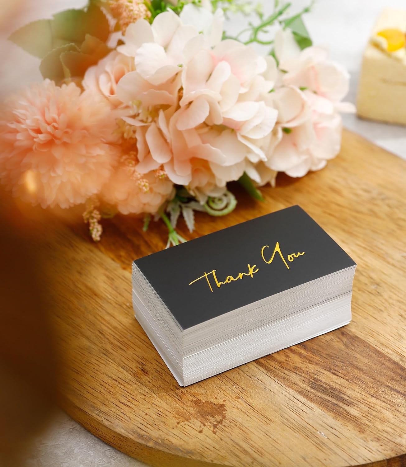 Winoo Design Gold Mini Thank You Cards Small Business - 100 PK - Flat Card No Fold, 2 x 3.5 Inches Thank You for Your Order Cards Thank You for Your Support Cards for Wedding Professional Black - Image 5