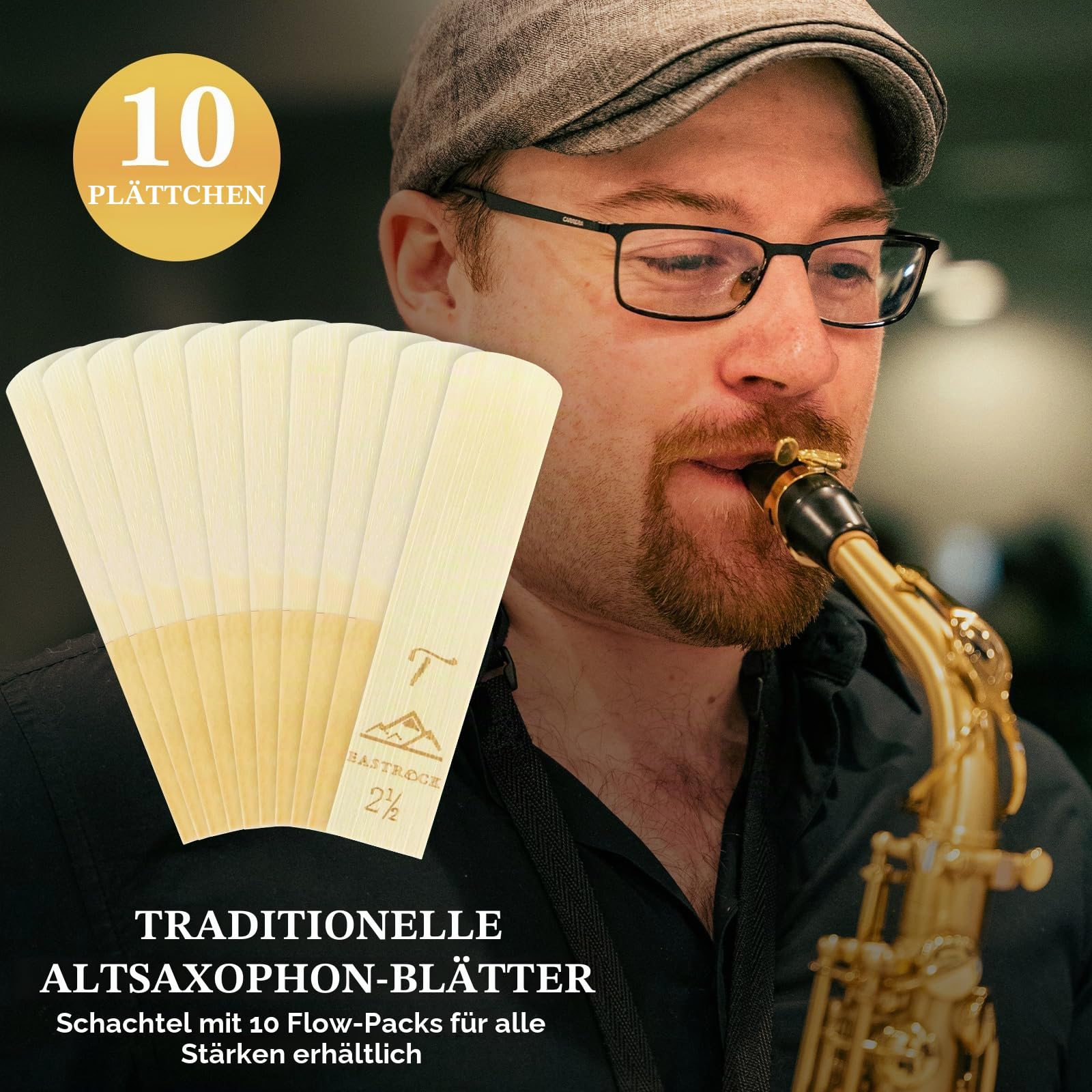 EASTROCK Traditionelle Altsaxophon-Blätter 2,5,saxophon blätter2.5,professionelle Altsaxophon-Blätter für Saxophon, Anfänger und Saxophonisten, Stärke, 2,5–10 Stück