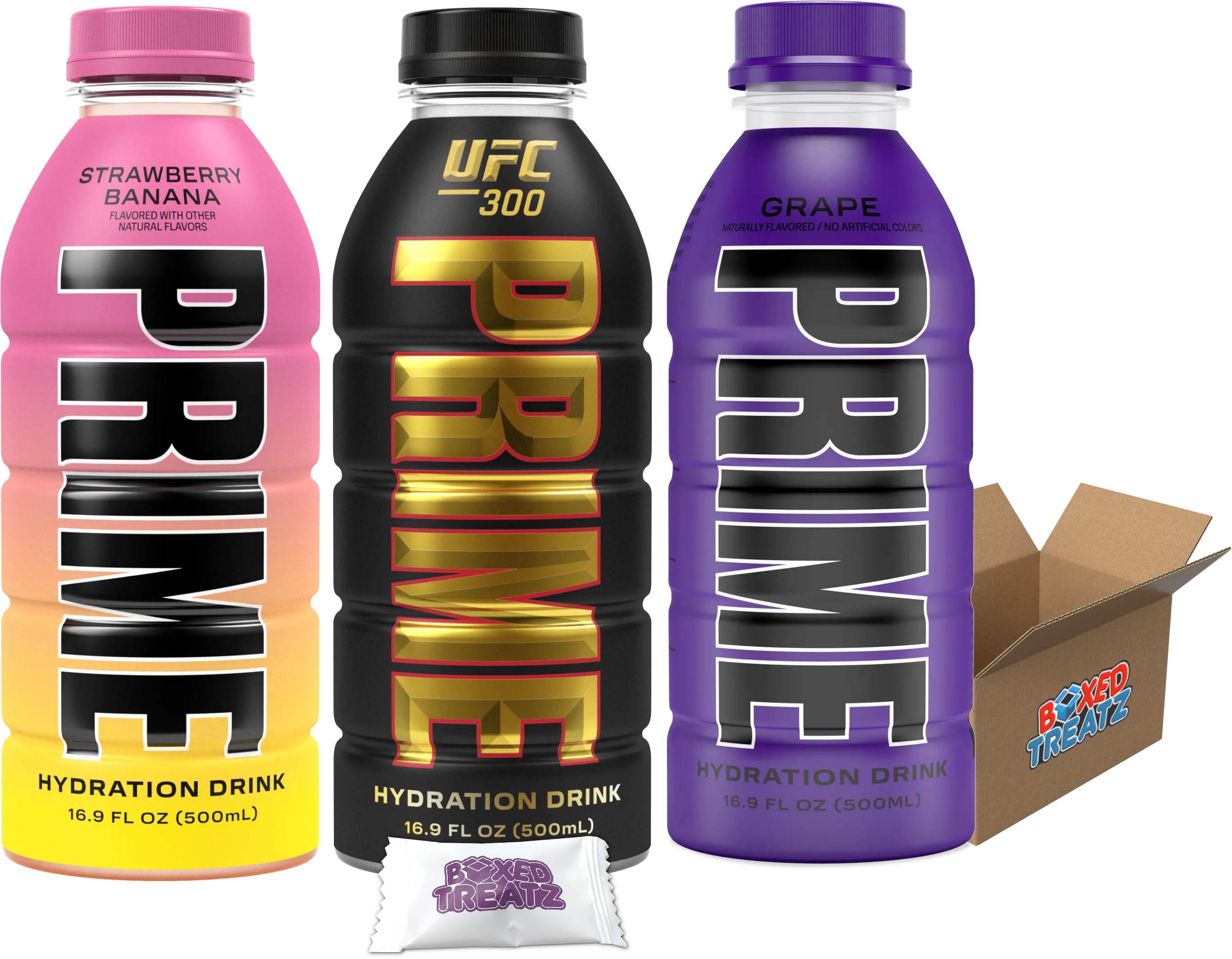 Prime - UFC 300, Strawberry Banana & Grape Flavour Hydration Drink 500ml Boxed Treatz