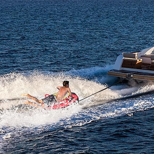 Miniatura 3 de Tubos remolcables para canotaje para 1 persona, trineo inflable y resistente con cuerda de remolque de 3.3 ft detrás de ATV, cojín y cubierta,