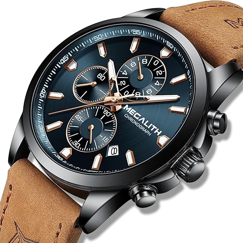 Miniatura 2 de MEGALITH Wrist Watches for Men Luxury Dress Silver Stainless Steel Chronograph Watch Waterproof - Gift for Husband Father at Birthday Anniversary