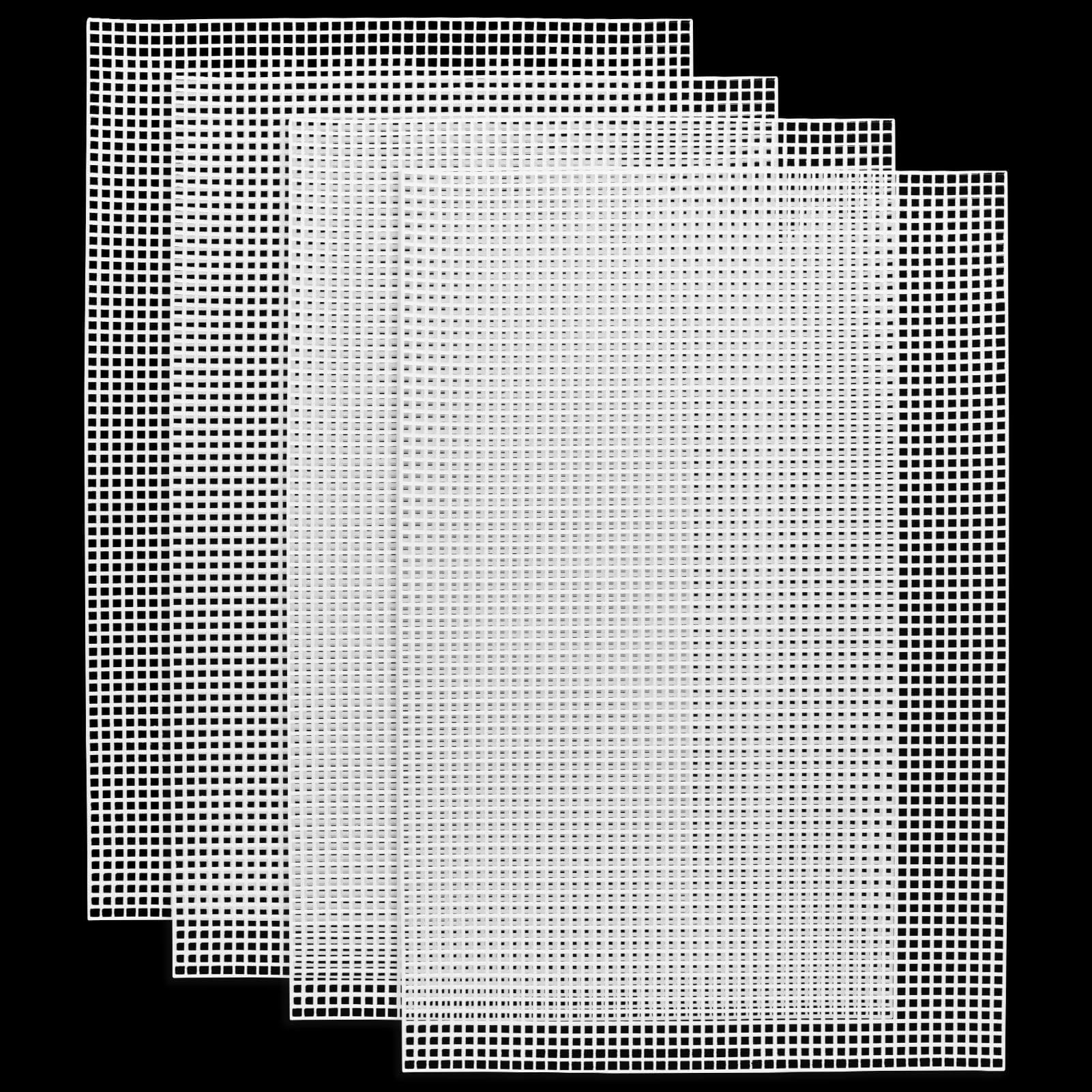 Rnbevansanne White 7 Pieces Plastic Mesh Canvas Sheets For Embroidery Crafting, Plastic Needlepoint Canvas, Fursuit Eye Mesh For Crafts Diy, Knit Crochet Projects?Cross-Stitch, Bag Making(White)
