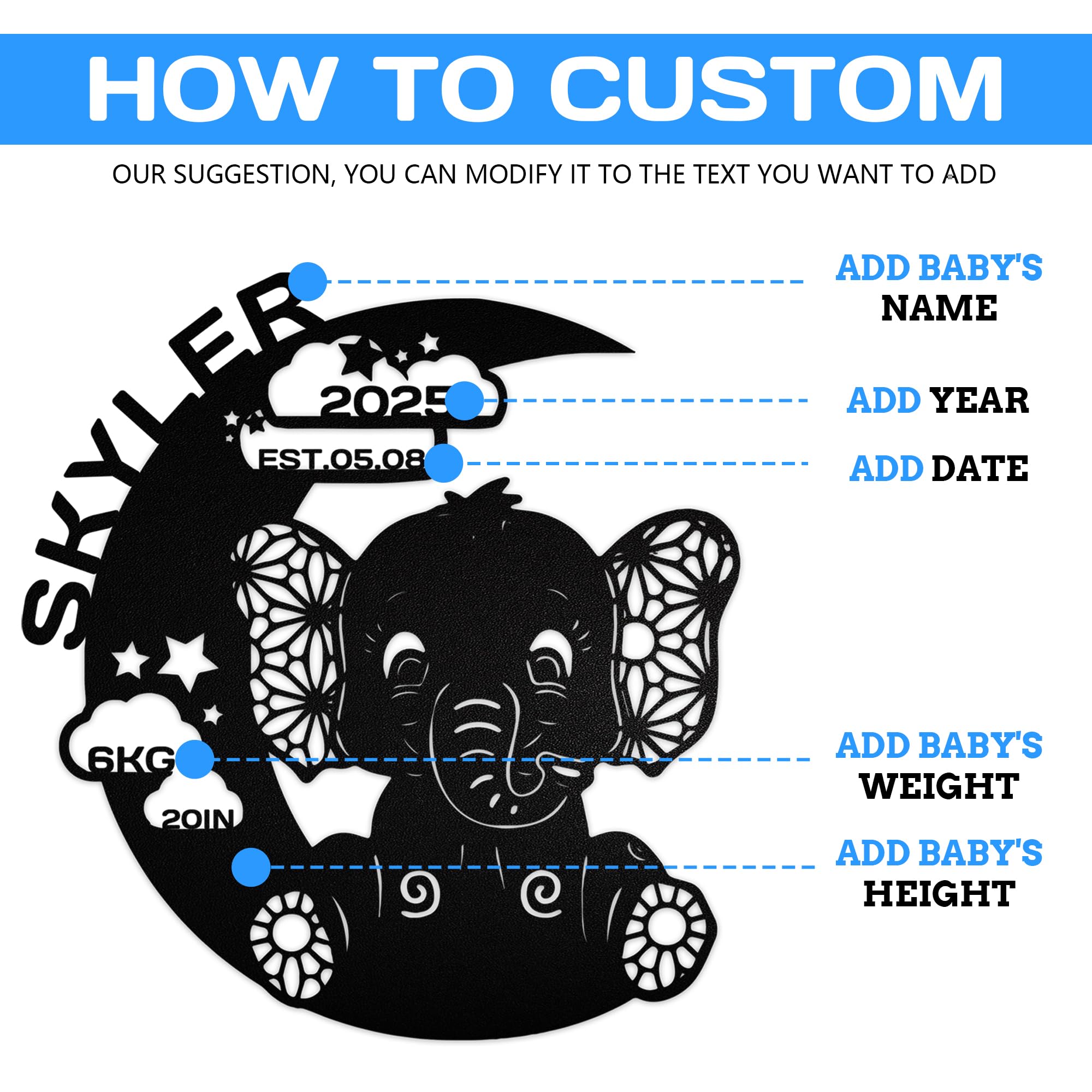 FCLYDER Personalized Name Sign for nursery Wall, Custom Iron Baby's Room Wall Light, Customized Name Sign Baby Room LED Decor, Family Name Signs