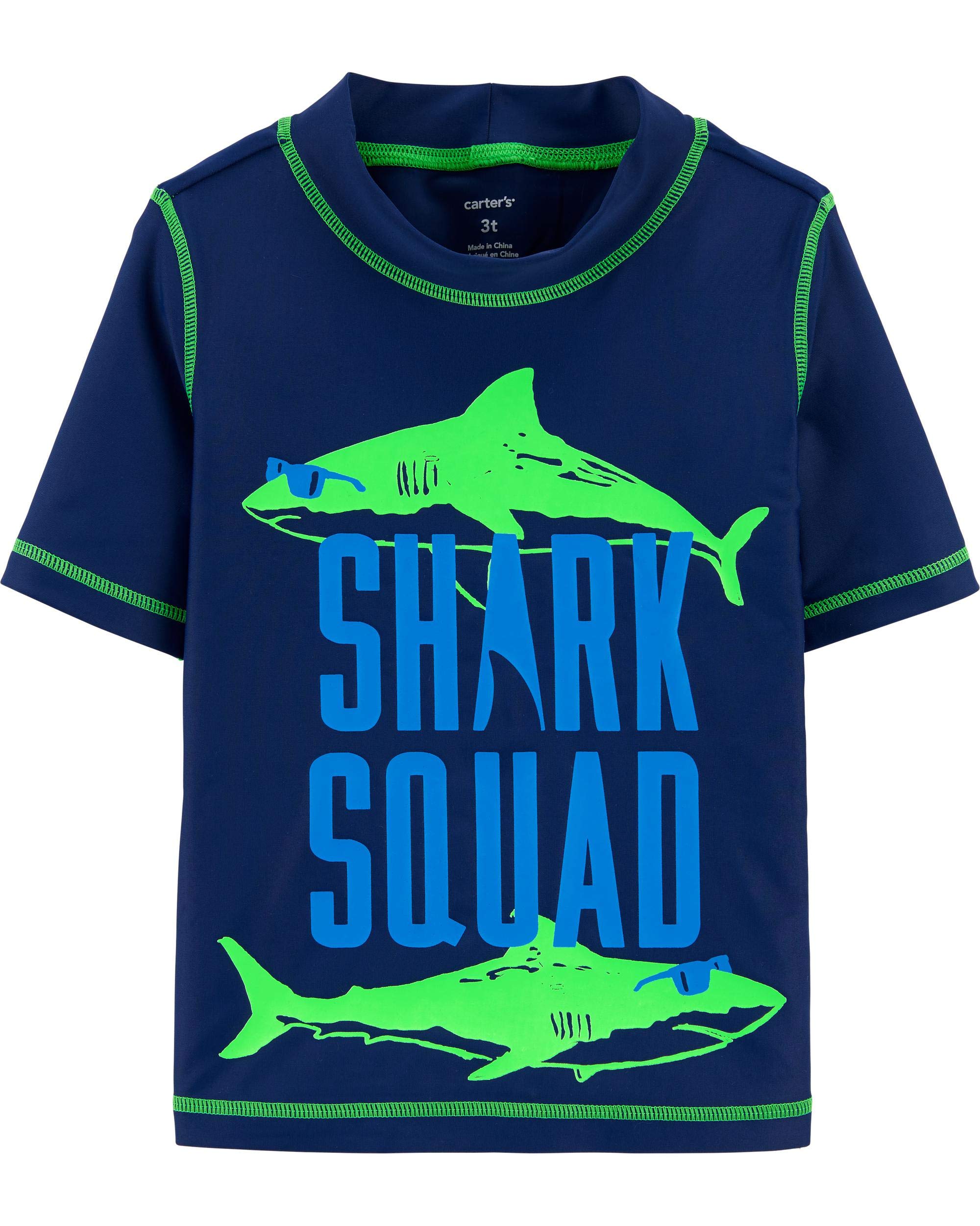Carter's Free Combination Boys Rashguard and Swim Trunks (Shark Squad Rashguard, 18m)