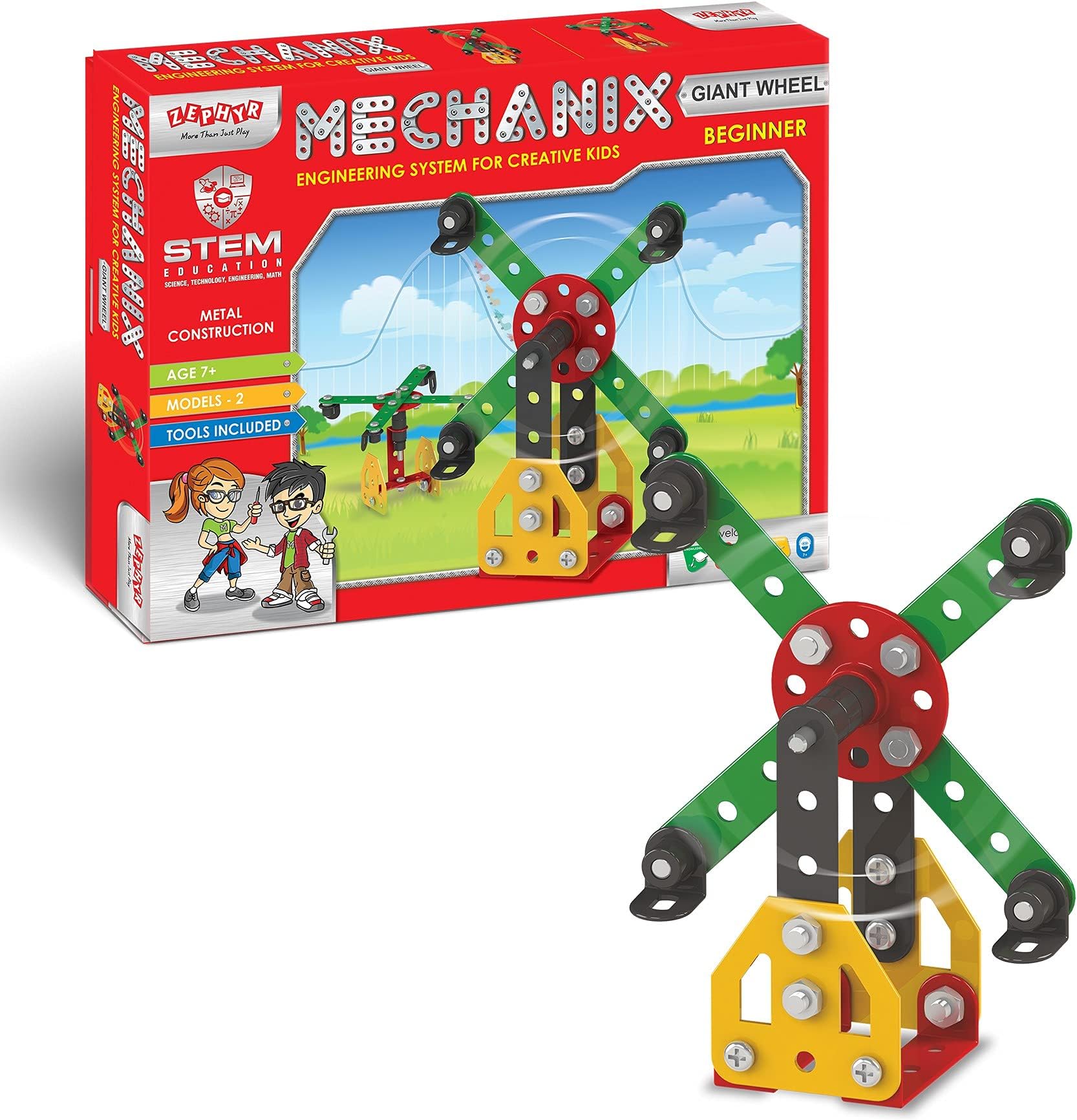 Beginner - Giant Wheel MECHANIX Range, MECHANIX Beginner Series for Cool Construction Vehicles, STEAM Education for Boys and Girls Age 7+ Years - Return Birthday Gift