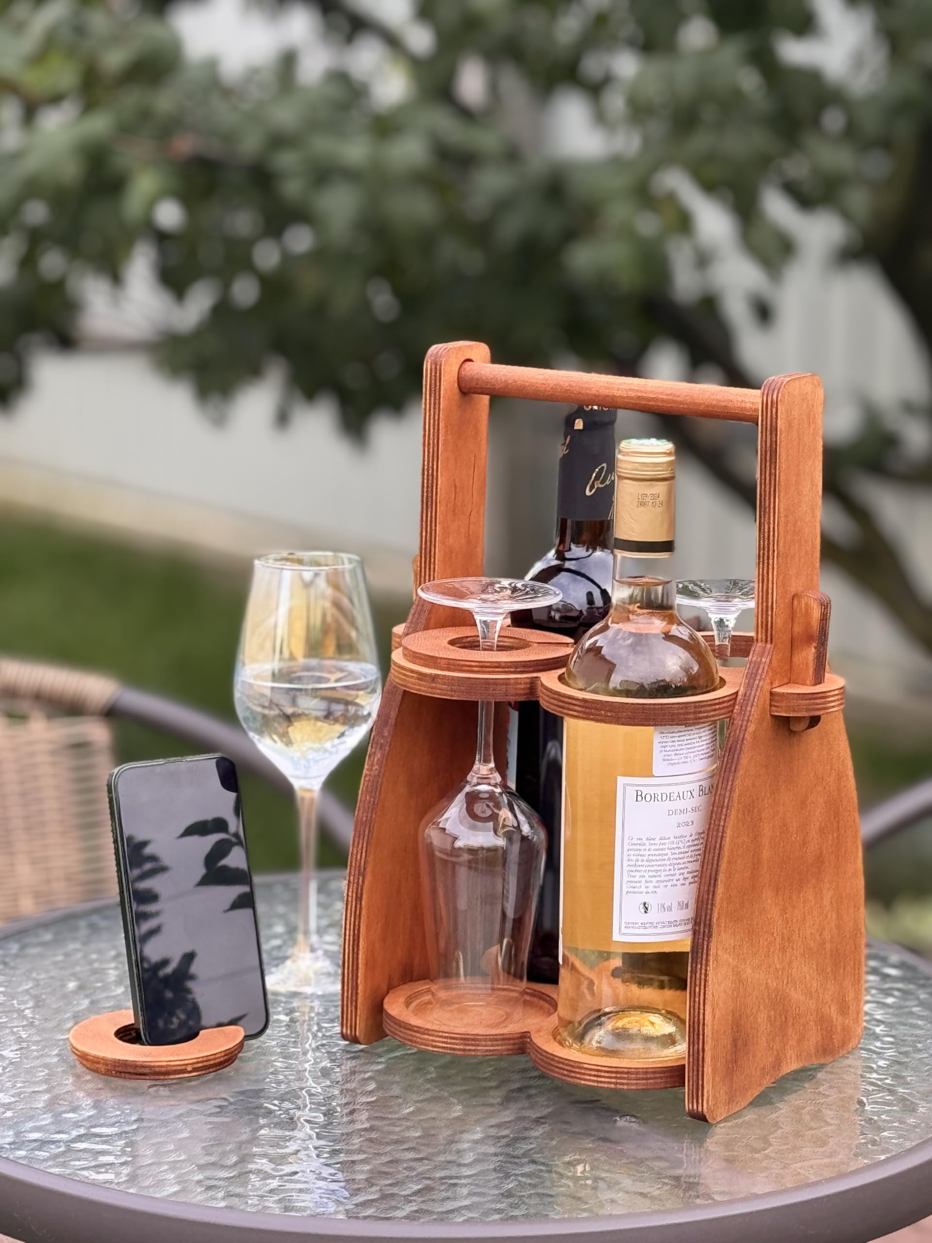 Weinflaschenhalter aus Holz – Bierträger – Trink-Schreibtisch-Zubehör – Wein-Organizer für Herren – Glas-Tablett-Halter – Weinaufbewahrungsständer – Getränkehalter für Bier, für Wein