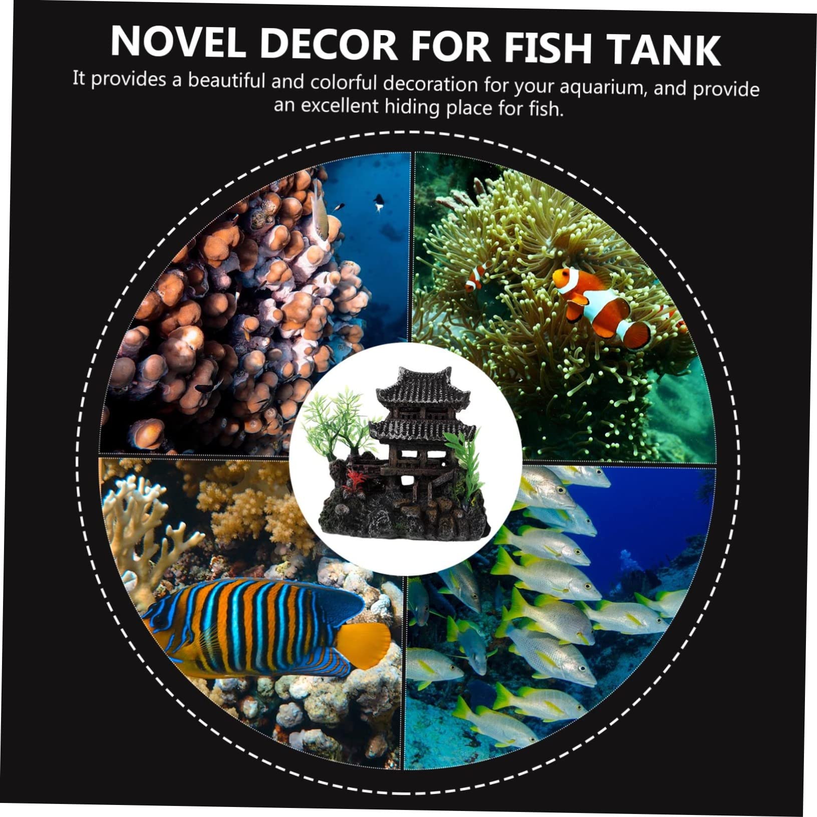 minkissy 1pc Fish Tank Landscaping Room Fish Tank Decoration Fish Tank Rock Hiding Cave Fish Tank Landscape Rock Fish Tank for Betta Fish Aquarium Decoration Boutique Resin Ornamental Fish