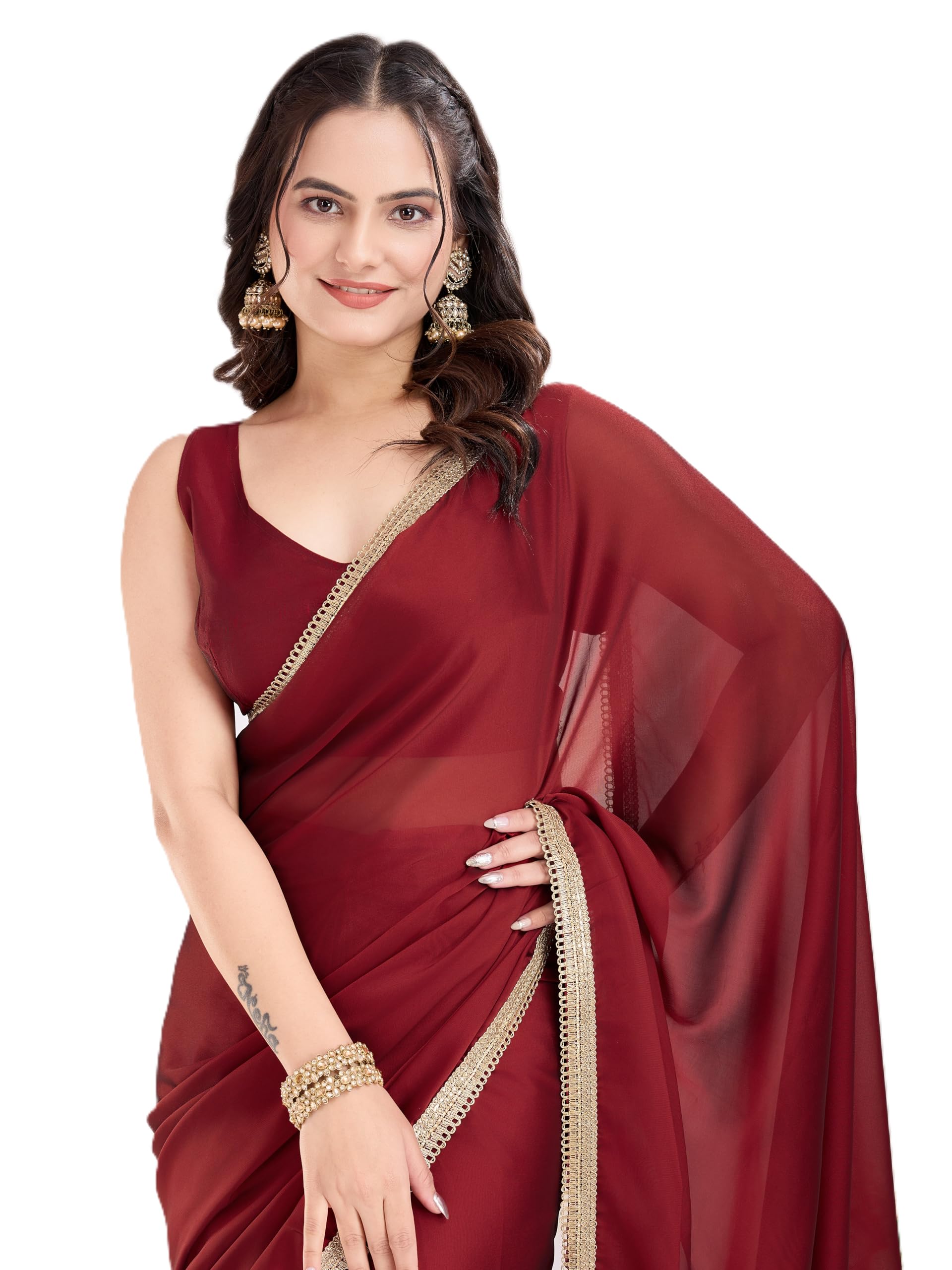 Women Rangoli Silk Beige Solid Pattern Ready to Wear Pre-Stitched Saree with Unstitched Blouse (E2086_3) - Elegant Design, Comfortable Fit, Easy to Wear, Perfect for Weddings, Parties-image-25