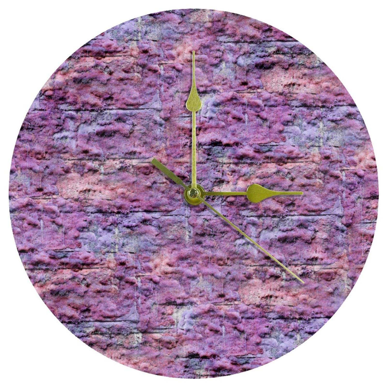 Horloge murale en acrylique rose au design rond non gradué haut de gamme