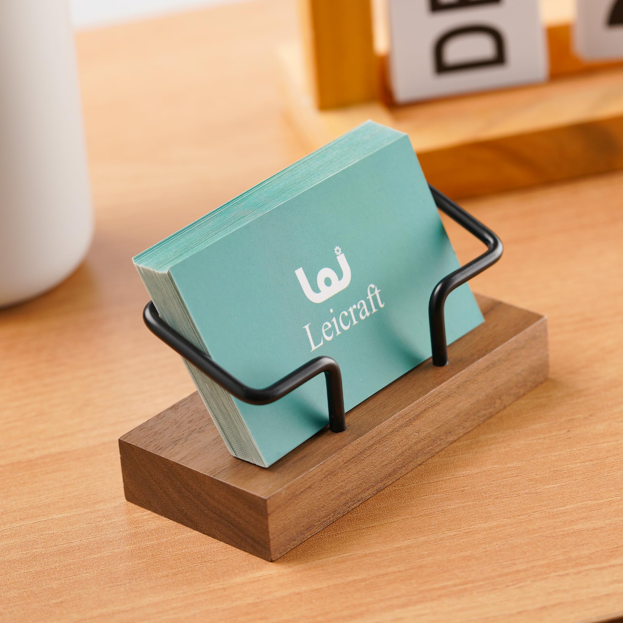 Wooden Business Card Holder - Desk Organizer -4