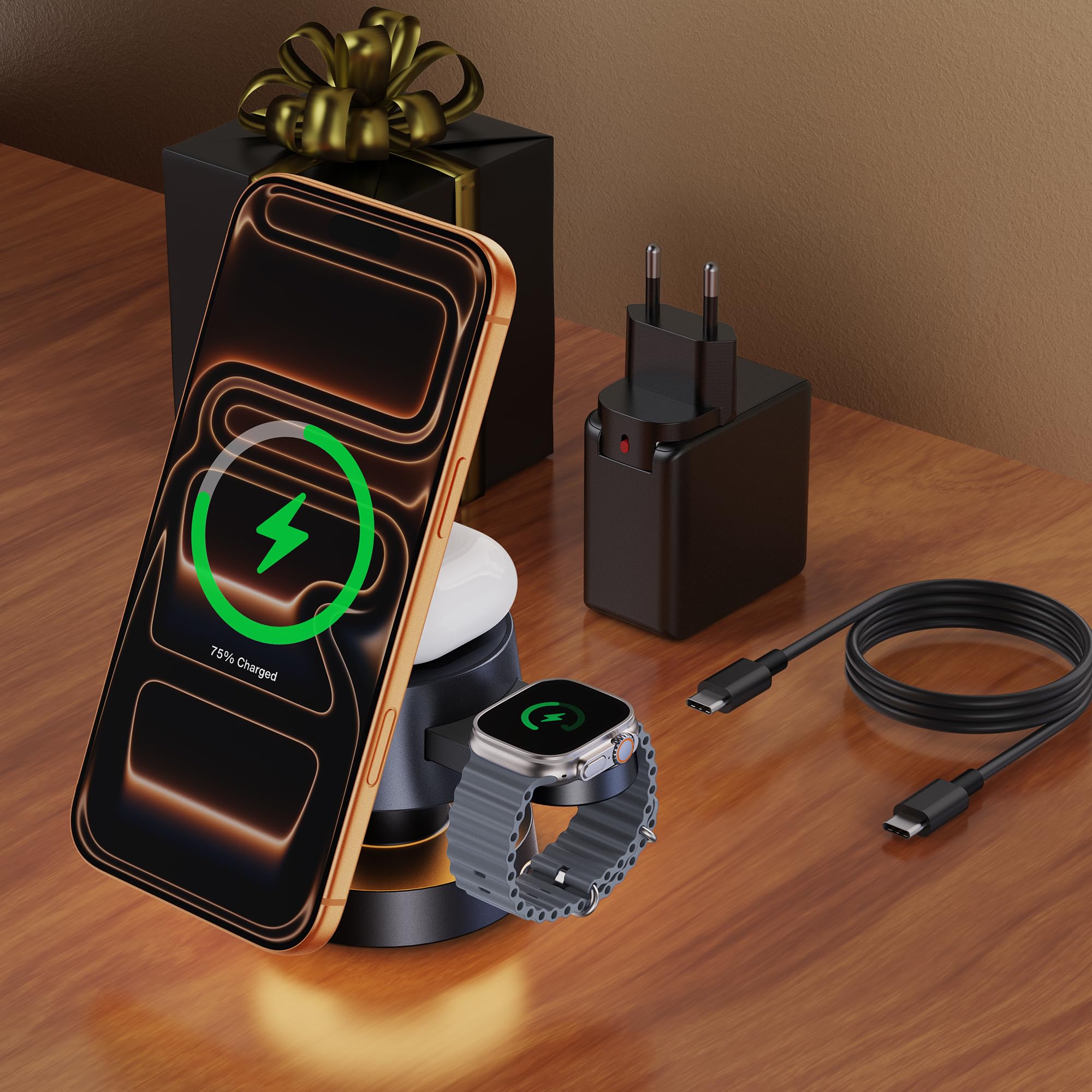 iVANKY 5 en 1 Chargeur sans Fil pour iPhone Station de Recharge veilleuse