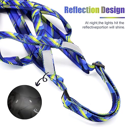 Miniatura 4 de PET ARTIST Arnés de tracción de peso para perro, entrenamiento de velocidad, arnés de trineo para perros medianos y grandes, azul, XL