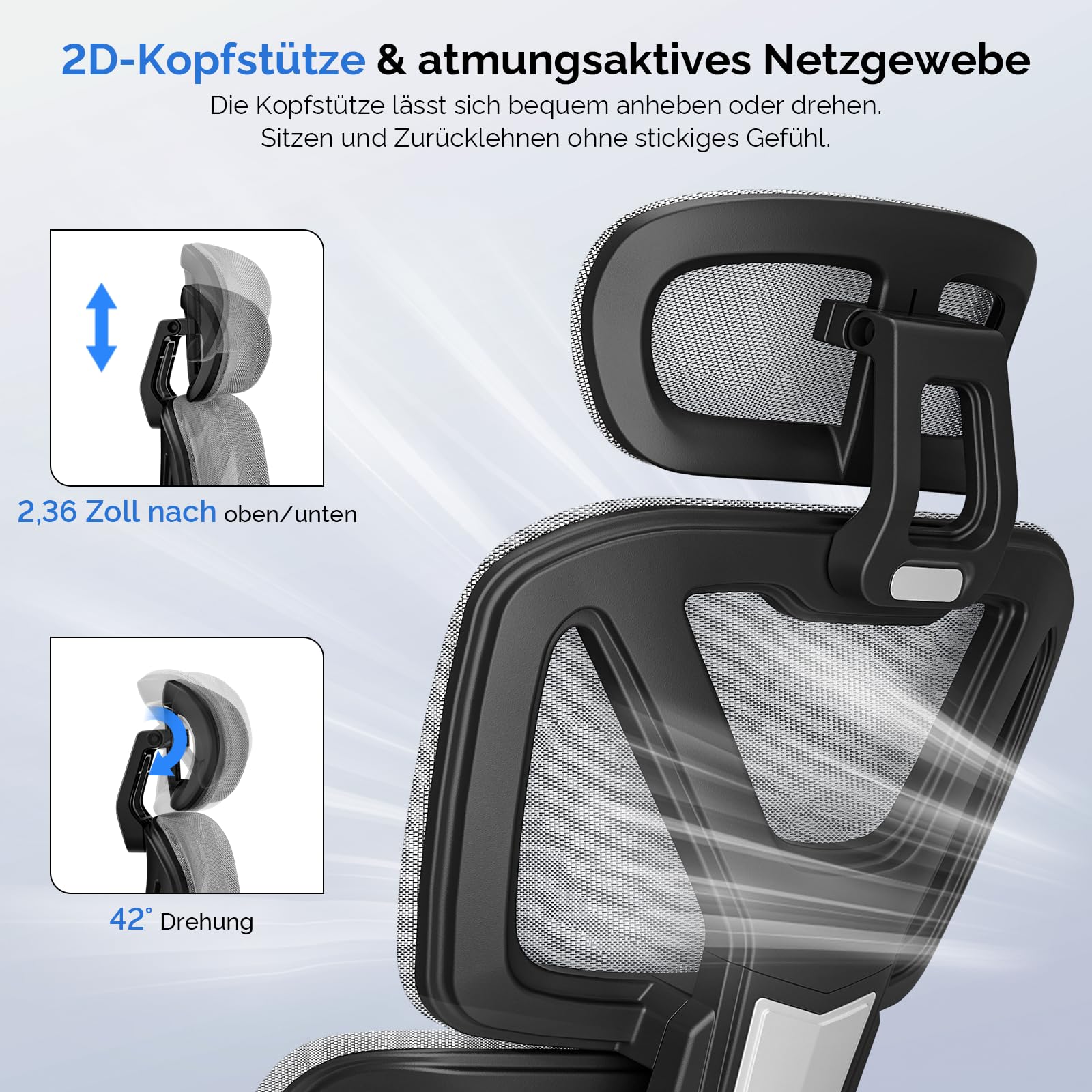 Bürostuhl Ergonomisch, Schreibtischstuhl mit Fußstütze, 90-120° Verstellbare Rückenlehne, Office Chair Lendenwirbelstütze, 4D PUArmlehnen, Stabile Metallbeine, Extra Breites Kissen Büro Gaming Stuhl